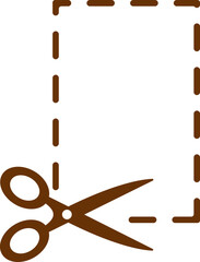 Cutting icon or symbol in brown color.