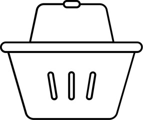 Basket Icon or Symbol in Black Line Art.