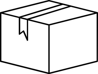 Parcel or Courier Box Icon in Black Line Art.