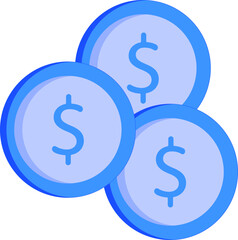 Dollar Coins Icon in Blue Color.