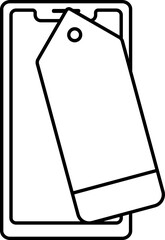 Smartphone with Blank Tag Icon in Black Outline.