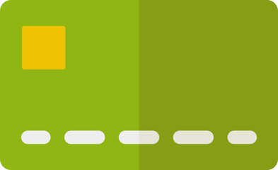 Flat style credit or debit card icon in green color.