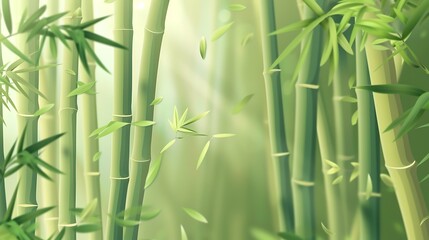 Bamboo Forest Illustration with Green Tones