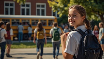 Naklejka premium portrait of a schoolgirl