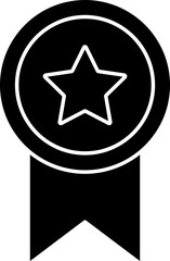 Black and White Star Badge Icon in Flat Style.