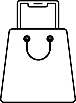 recommend clip art: Black Line Art Smartphone Inside Shopping Bag Icon.