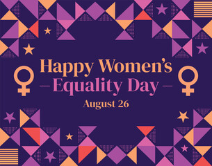 Obraz premium Happy Women's Equality Day Wallpaper with Editable shapes vector design. August 26 is celebrated as Equality Day for Women, background