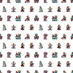 cartoon Red panda tile background