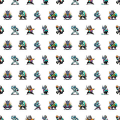 cartoon Sporty rhino tile background