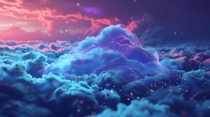 Surreal dreamlike cloudscape with vibrant colors and ethereal beauty, showcasing a magical fantasy sky at sunset.