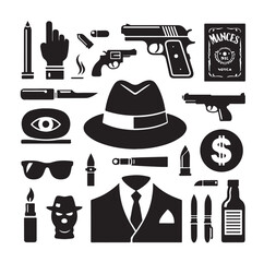 gangster elements collection vector illustration