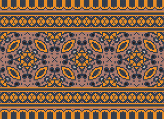 
Ethnic Geometric Seamless Fabric Pattern Cross Stitch. Ikat Embroidery Oriental Pixel Pattern Cream Background. Abstract, vector, illustration. Texture,cross Stitch,scarf,decoration,motifs,wallpaper.