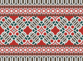 
Ethnic Geometric Seamless Fabric Pattern Cross Stitch. Ikat Embroidery Oriental Pixel Pattern Cream Background. Abstract, vector, illustration. Texture,cross Stitch,scarf,decoration,motifs,wallpaper.