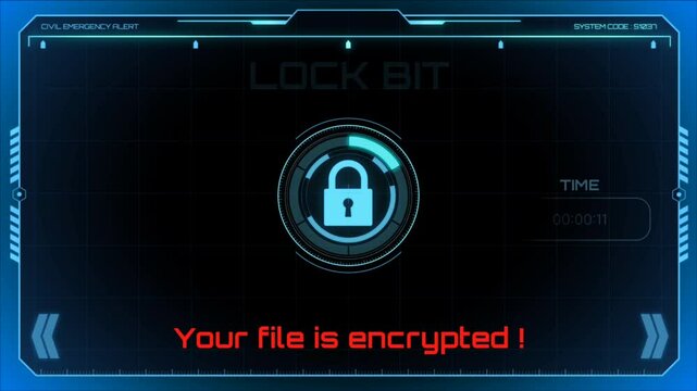 Computer screen with Lock bit or ransomware attack