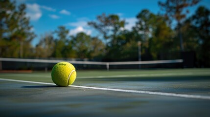 Tennis ball on court with room for text