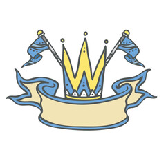 Series of banner scroll paper ribbon flag background poster template in cute medieval fairy tale kingdom illustration drawing