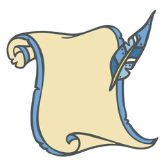 Series of banner scroll paper ribbon flag background poster template in cute medieval fairy tale kingdom illustration drawing