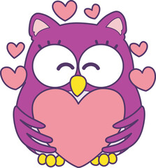 Sticker of violet owl daily activities.
Emoticon of cute owl in daily life.
A cute owl happy with it loves.