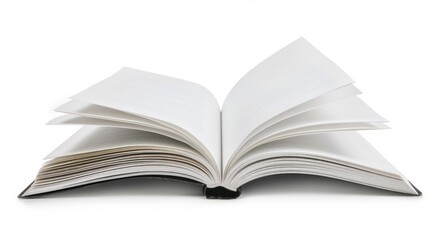 Fototapeta premium Book Isolated. Opened Book on White Background with Blank Pages