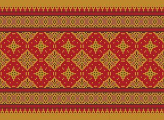 
Ethnic Geometric Seamless Fabric Pattern Cross Stitch. Ikat Embroidery Oriental Pixel Pattern Cream Background. Abstract, vector, illustration. Texture,cross Stitch,scarf,decoration,motifs,wallpaper.