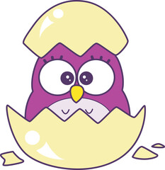Sticker of violet owl daily activities.
Emoticon of cute owl in daily life.
A cute owl was birth in the crack egg.