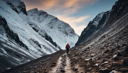 Mountain Lost in Cloudy Winter: The Expeditioner's Globetrot Engulfed in Landslide