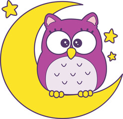Sticker of violet owl daily activities.
Emoticon of cute owl in daily life.
Cute owl stand up in the moon and stars.