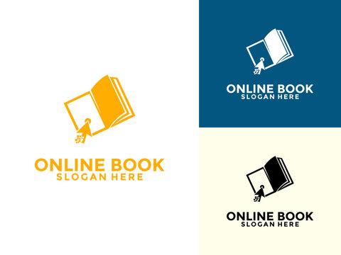 Book Online Education logo design template, Digital Book logo vector