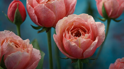 pink tulips in the garden, ai generated