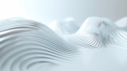Obraz premium Abstract white textured wave pattern background with smooth curves and gradient light effect, perfect for modern design themes and futuristic concepts.