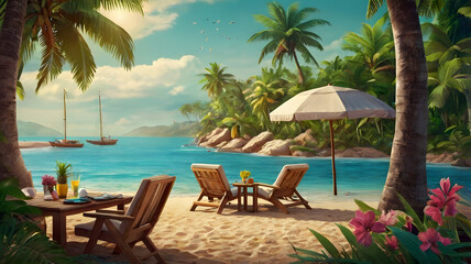 Fototapeta premium woman relaxing on the beach, ai generated