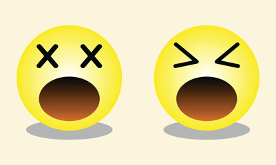 Dizzy yellow round faces emoji.