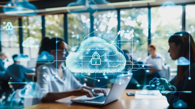 A professional cyber security team is meeting and planning work on securing the network and data on the cloud - Powered by Adobe