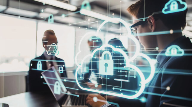 A professional cyber security team is meeting and planning work on securing the network and data on the cloud