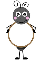 Cute and funny ant round frame