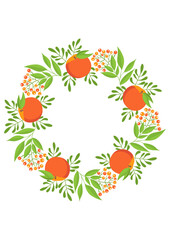 Beautiful circle frame made with fresh peaches
