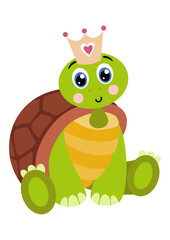 Cute turtle with crown on head