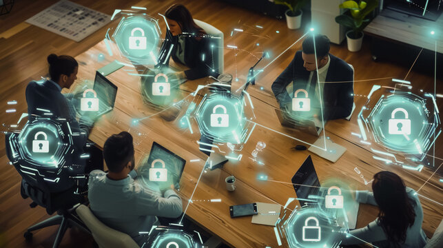 A professional cyber security team is meeting and planning work on securing the network and data on the cloud