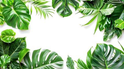 Naklejka premium Tropical Leaf Frame on White Background