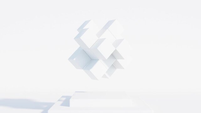 White Aesthetic 3D Cube Motion: Seamless Geometric Animation with Modern Abstract Design