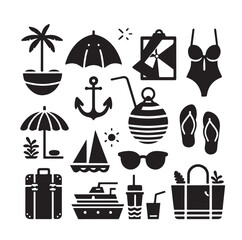 beach equipment set vector illustration