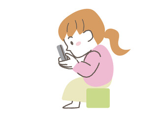スマホ首になっている女性のイラスト