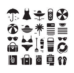 beach equipment set vector illustration
