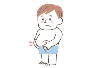 お腹の脂肪が気になる男性のイラスト