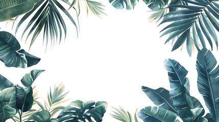 Naklejka premium Tropical Leaves Frame for Summer Design