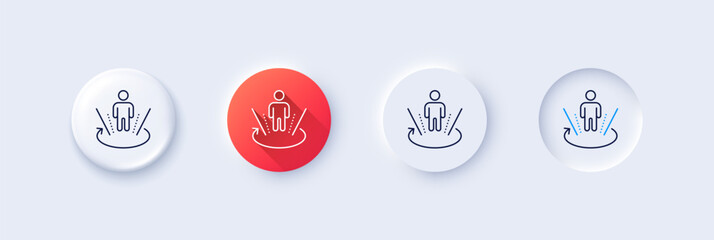 Augmented reality line icon. Neumorphic, Red gradient, 3d pin buttons. VR simulation sign. 3d person symbol. Line icons. Neumorphic buttons with outline signs. Vector