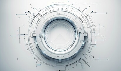 Abstract Technological Design - White and Grey Circular Interface