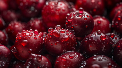 close up of red cranberries