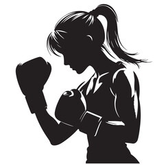 silhouette of a boxing woman