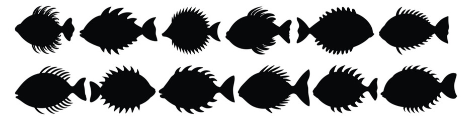 Pufferfish silhouette set vector design big pack of illustration and icon